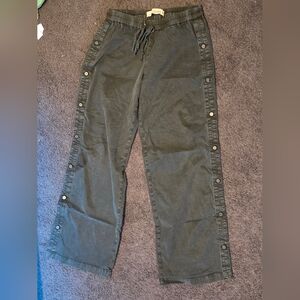 Casual Wide Leg Button Pants in Gray